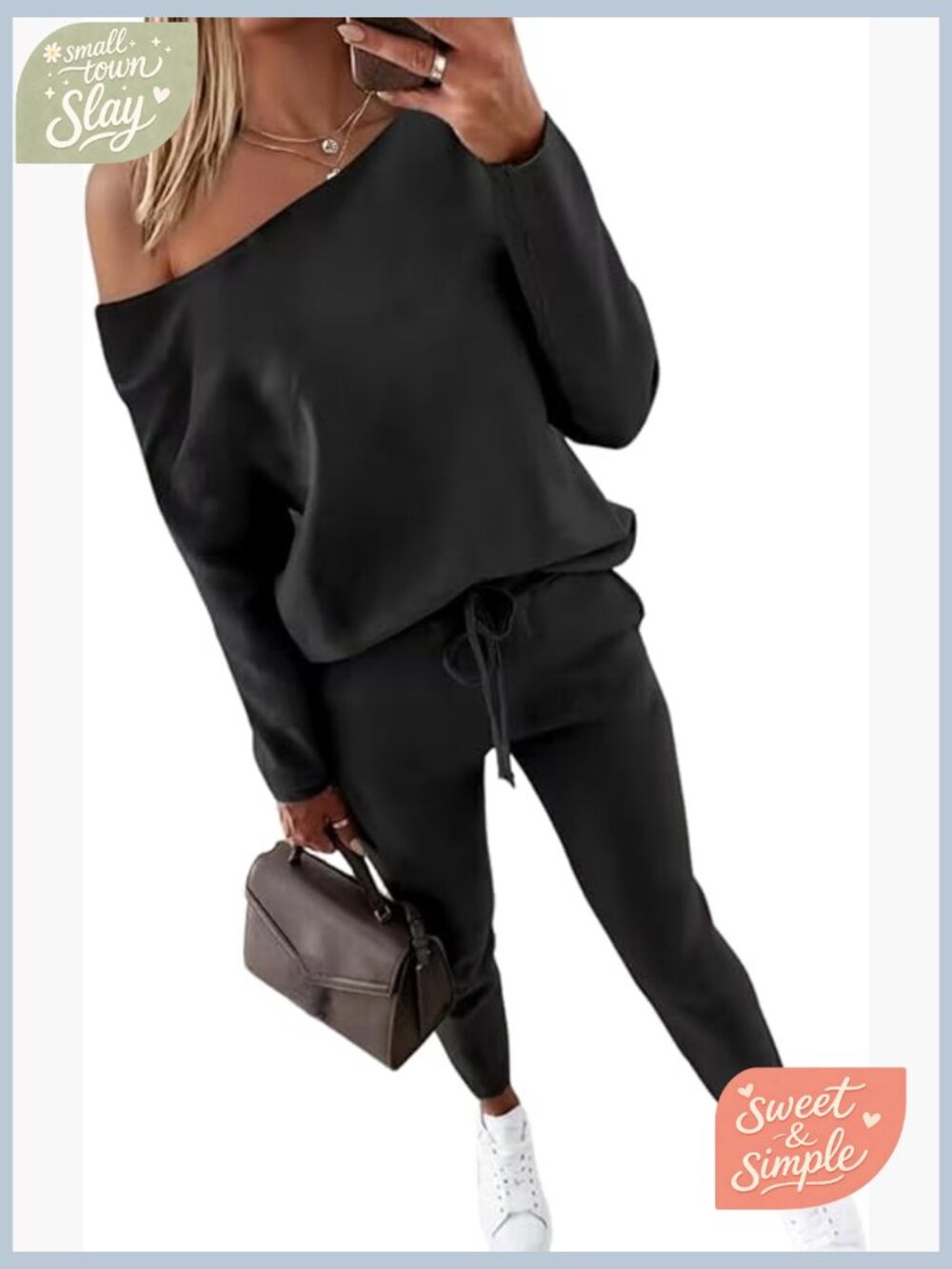 Women's 2-Piece Tracksuit Set Long Sleeve Top & Jogger Pants Loungewear - Picture 1 of 7